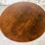 Round rattan bamboo side table, 60s