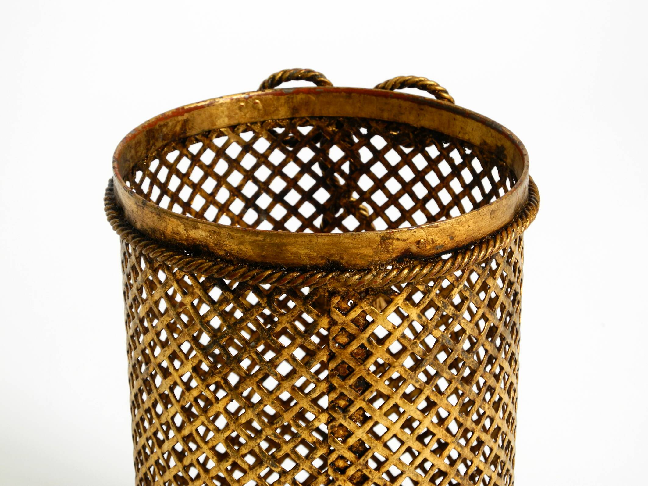 Mid Century Italian Regency Gilt Metal Waste Paper Bin from Li Puma
