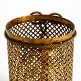 Mid Century Italian Regency Gilt Metal Waste Paper Bin from Li Puma