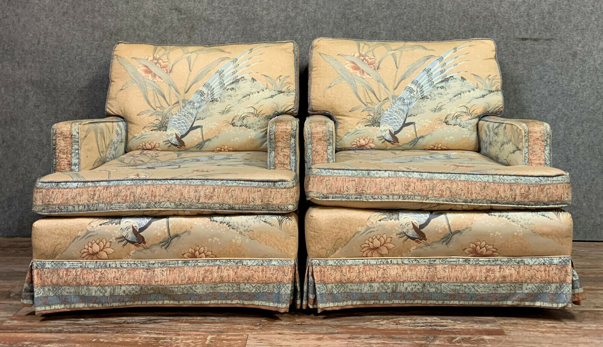 pair of Napoleon III period armchairs of Asian inspiration around 1850-1880