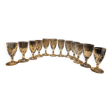12 small twisted bistro glasses, 19th century