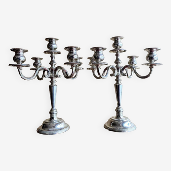 Important pair of silver metal candlesticks