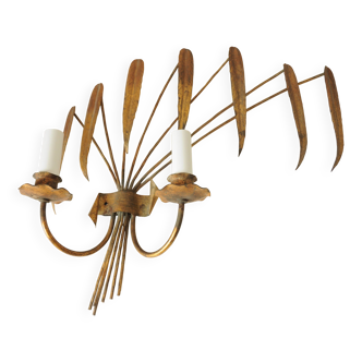 Palm Tree Wall Light in Patinated Gold Metal
