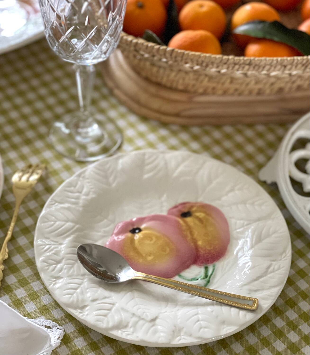 9 dessert plates and 1 barbotine dish from Sarreguemines