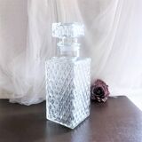 Whiskey carafe or decanter textured crystal glass diamond tip