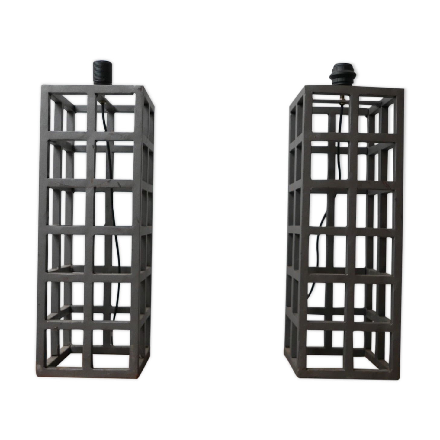 Geometric pair of german metal table lamps