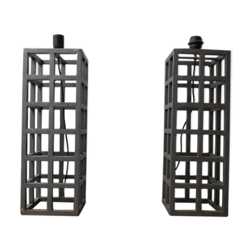 Geometric pair of german metal table lamps