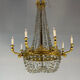Empire style lustre with pearl beads in gilded bronze, circa 1880.
