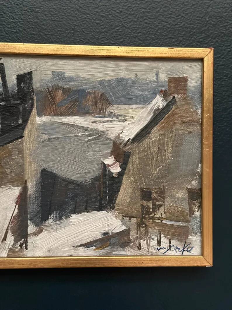 Original Dutch Oil on Canvas – “Rooftops” by Adrian van Arkel (1924–2006)