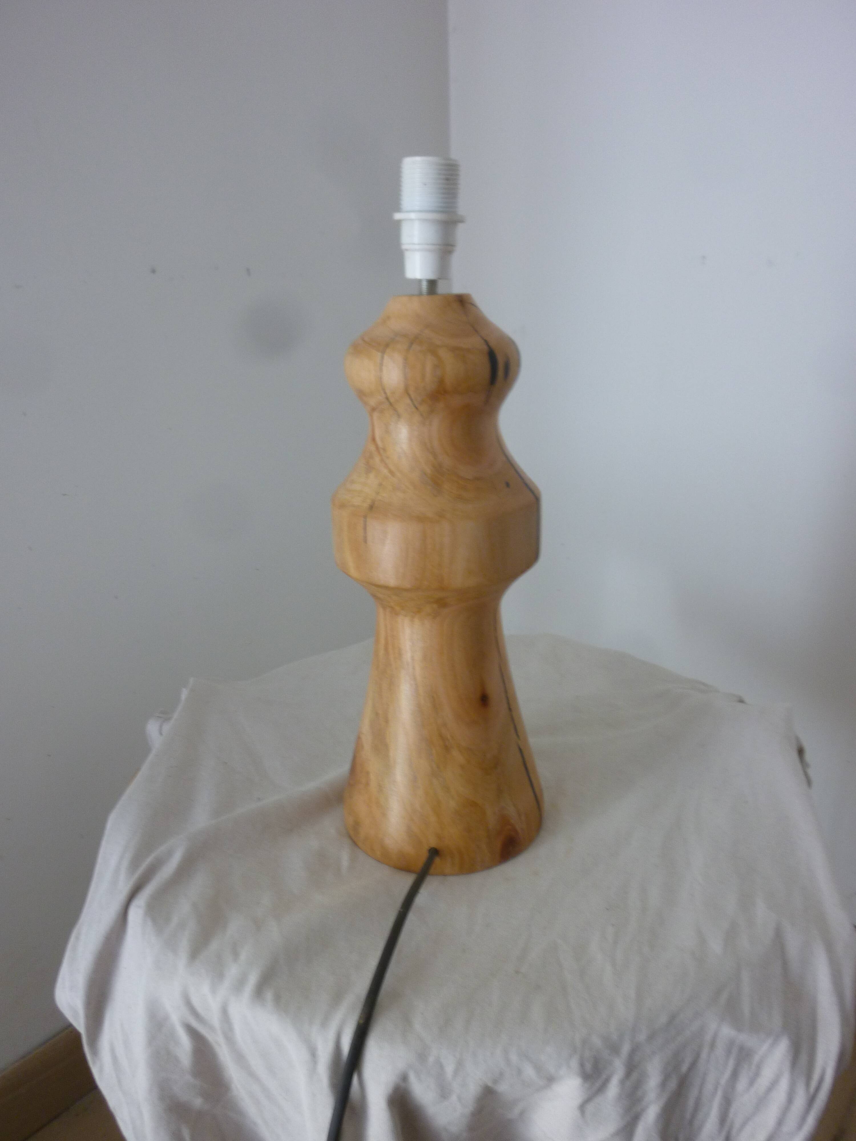turned wood lamp