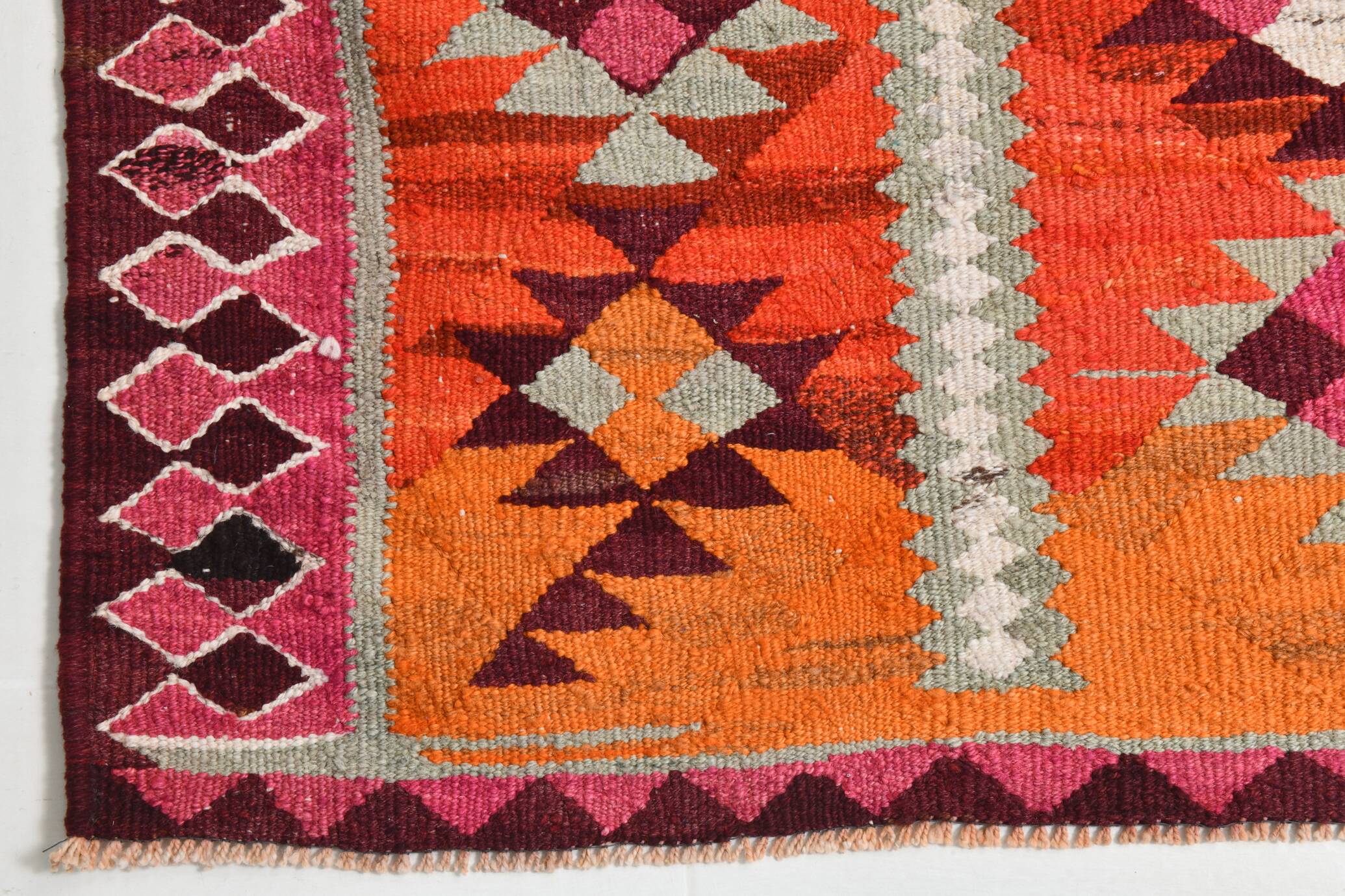 3x11 Pink Brown Vintage Kilim Runner Rug, 104x328Cm