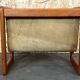 60's 70's newspaper holder magazine rack by Aksel Kjersgaard in teak and suede