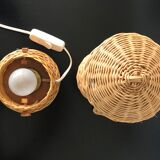 Lampe de chevet en rotin année 50
