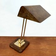 Vintage French brass and marble dessin desk lamp 1960