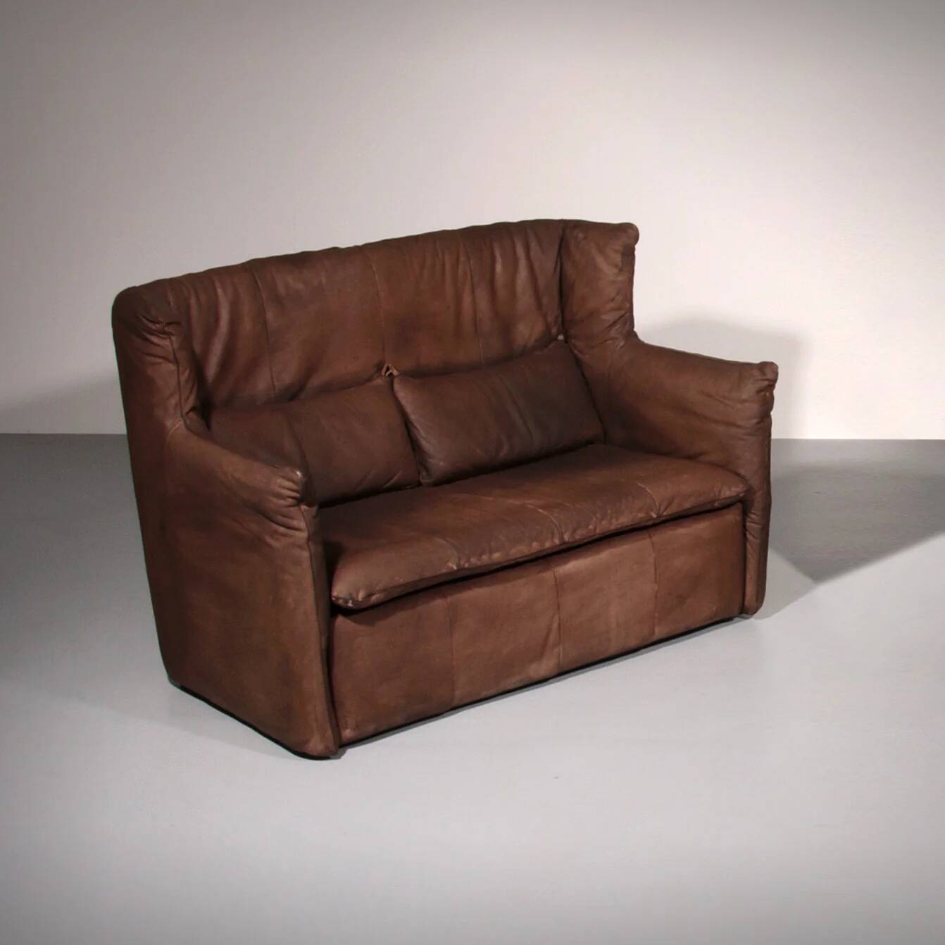 Patinated leather sofa by Gerard van den Berg for Montis, Netherlands, 1970s