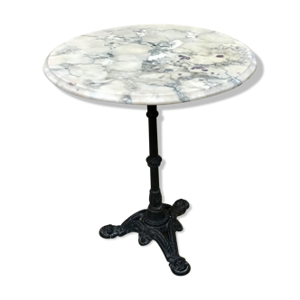 Table bistrot en marbre et fonte