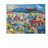 Lithographie "Le Marché aux fleurs" signée Nancy Delouis