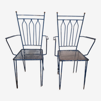 Pair of garden chair wrought iron vintage 1950