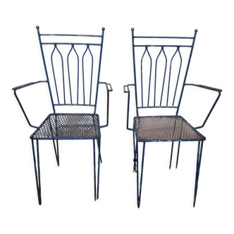 Pair of garden chair wrought iron vintage 1950