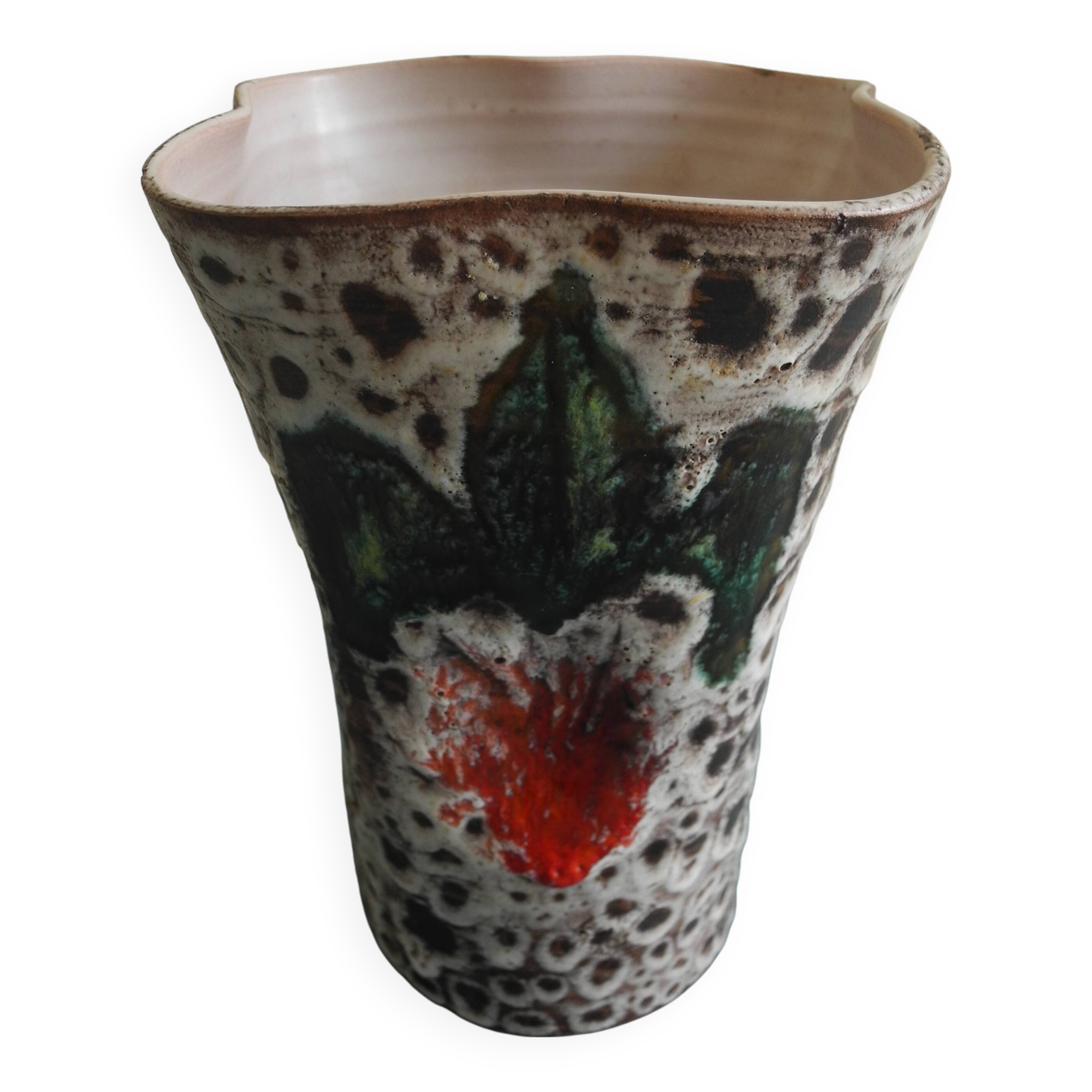 ceramic vase Vallauris fat lava vintage deco glazed ceramic vase 50s