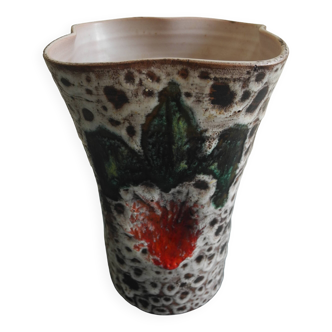 ceramic vase Vallauris fat lava vintage deco glazed ceramic vase 50s
