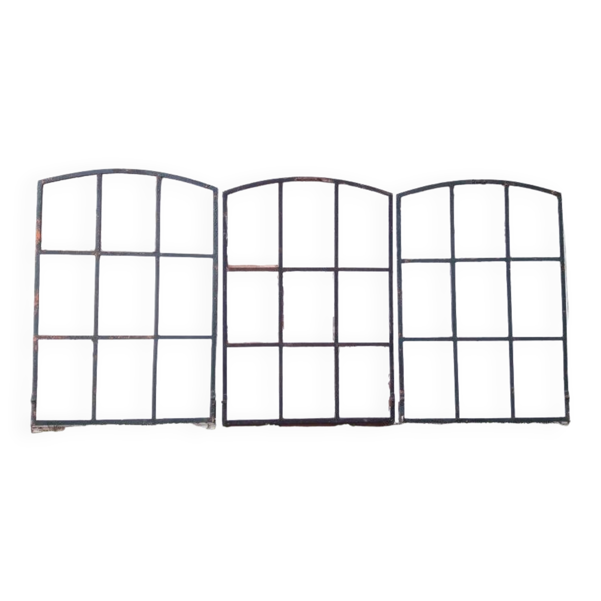 Industrial arched metal windows L73xH110 19th century glass roof