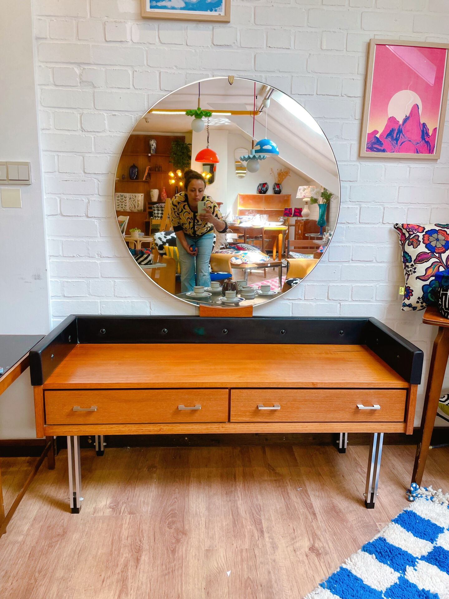 Vintage dressing table with a giant mirror.