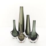 Collection de 5 vases Scandinaves en verre sommerso Nils Landberg pour Orrefors