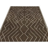Brown cream wool kilim handmade flatwoven contemporary area rug- 218x301