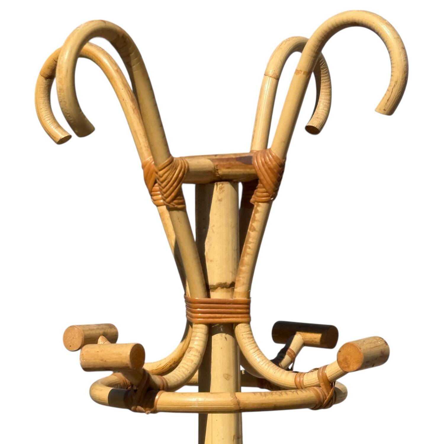 1960s Rattan Coat Rack from France