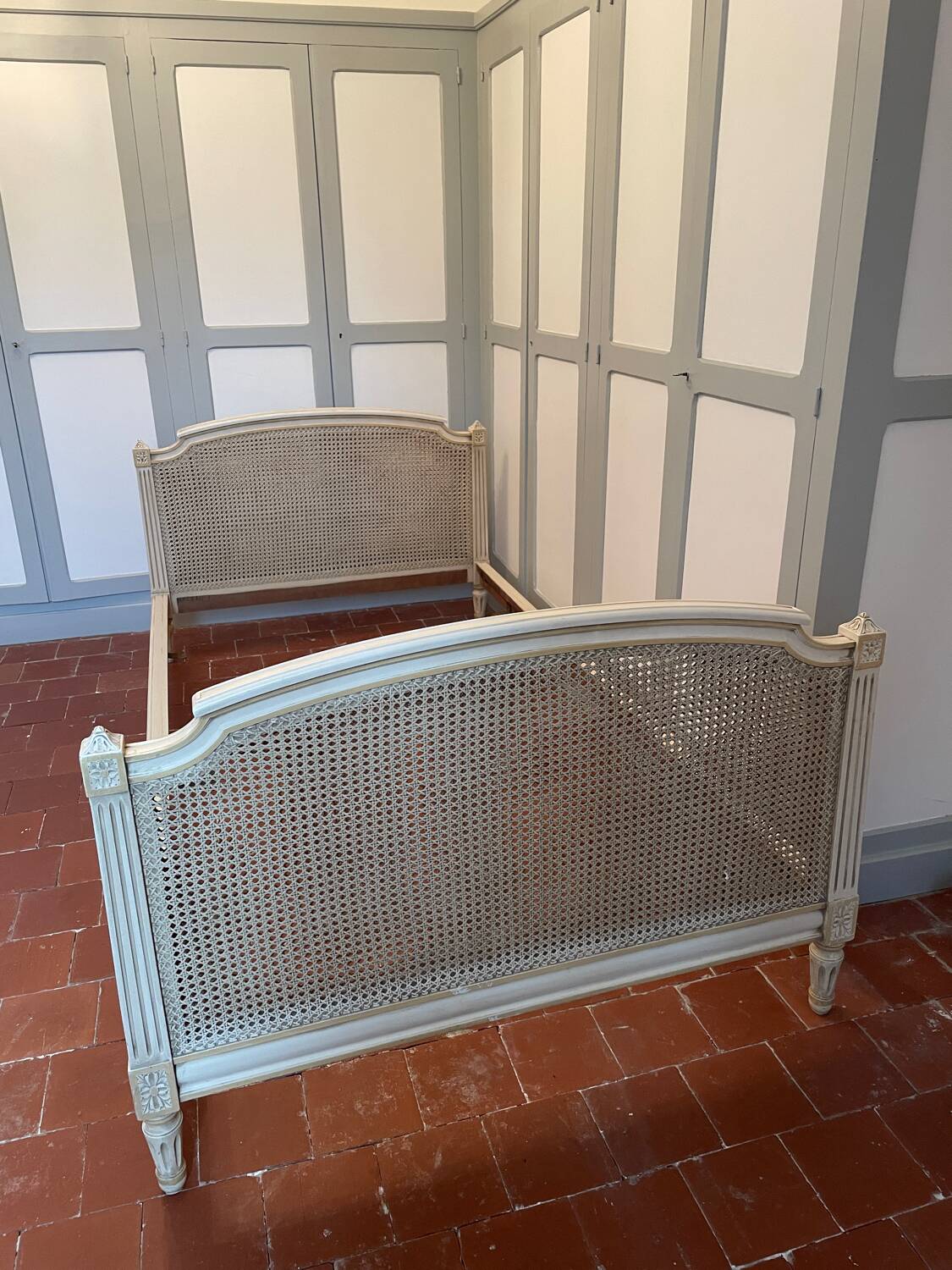 Louis XVI cane and wood bed