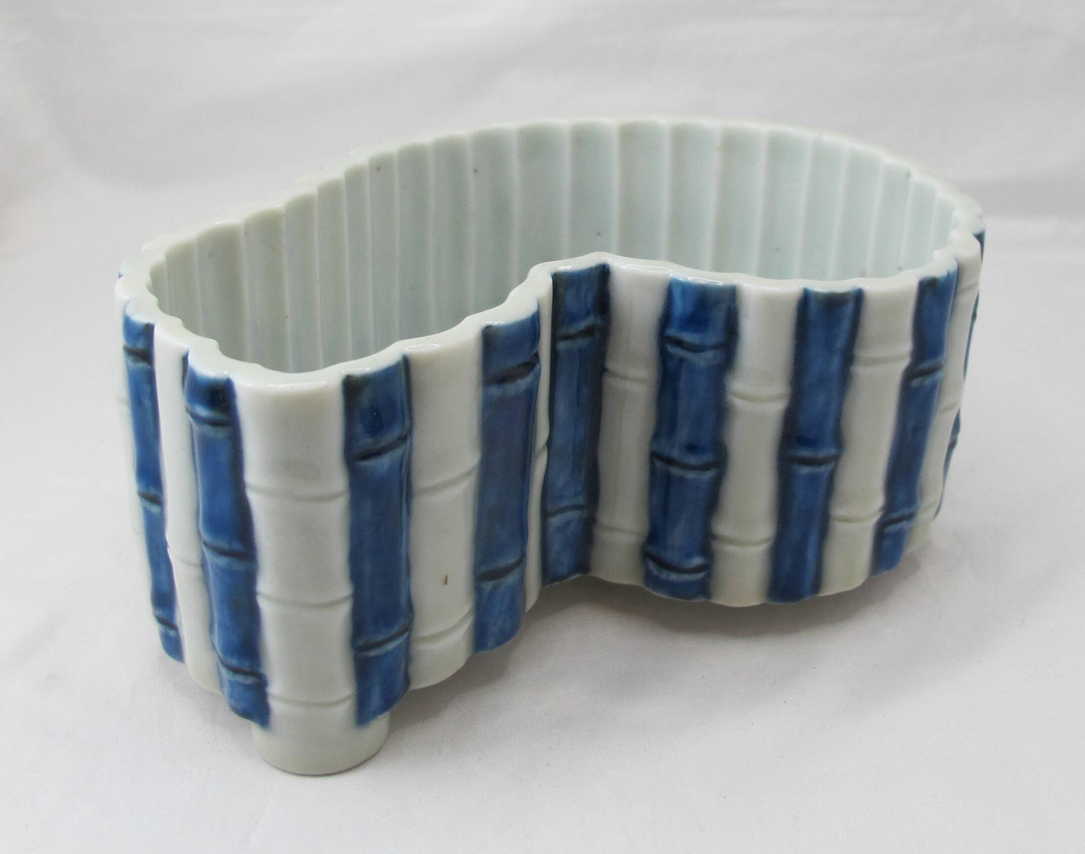 Old Chinese or Japanese blue and white porcelain planter from the late 19th or early 20th century