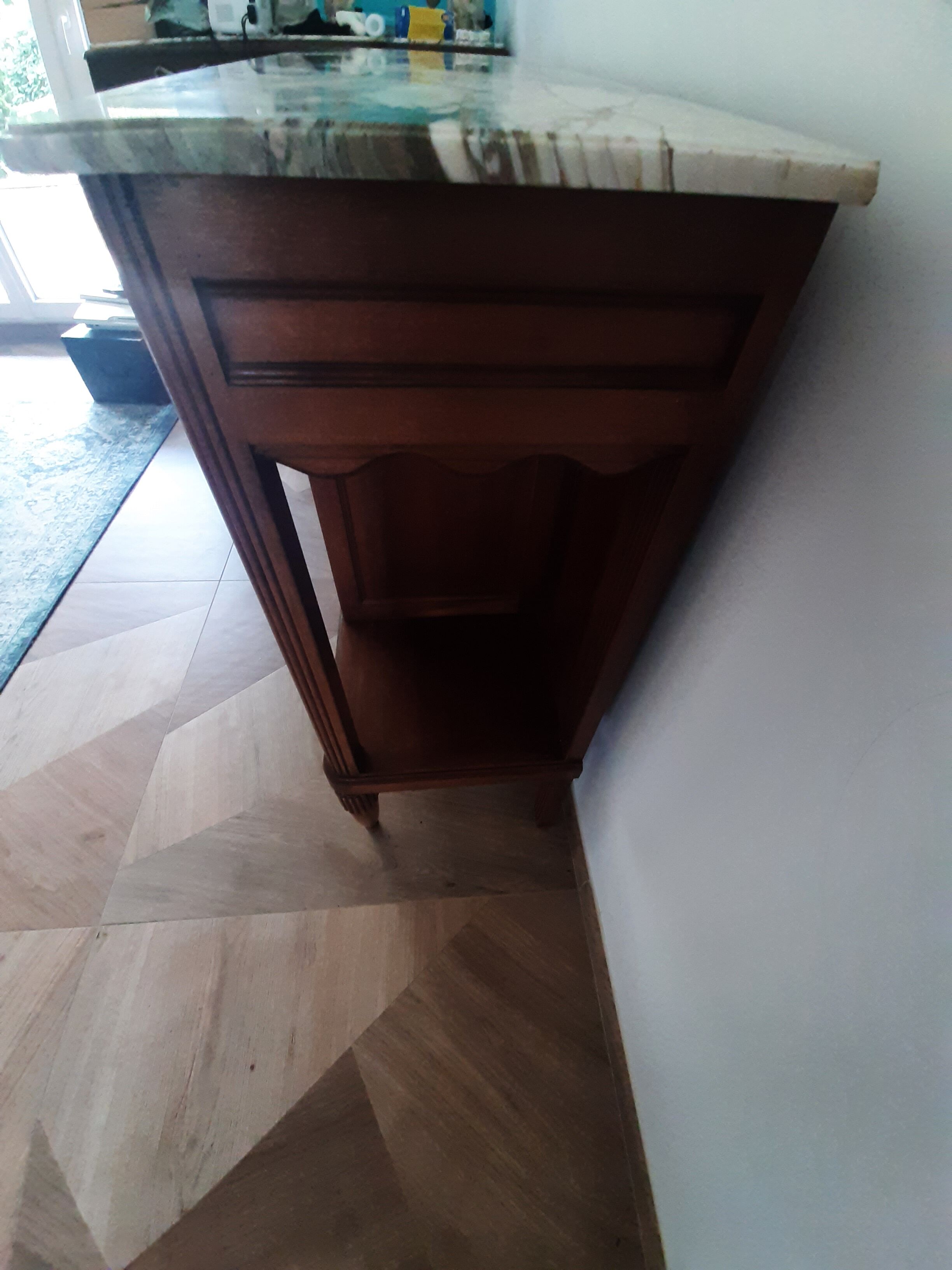 Sideboard - 1920 - art deco - 1 door - 2 drawers - gray marble top