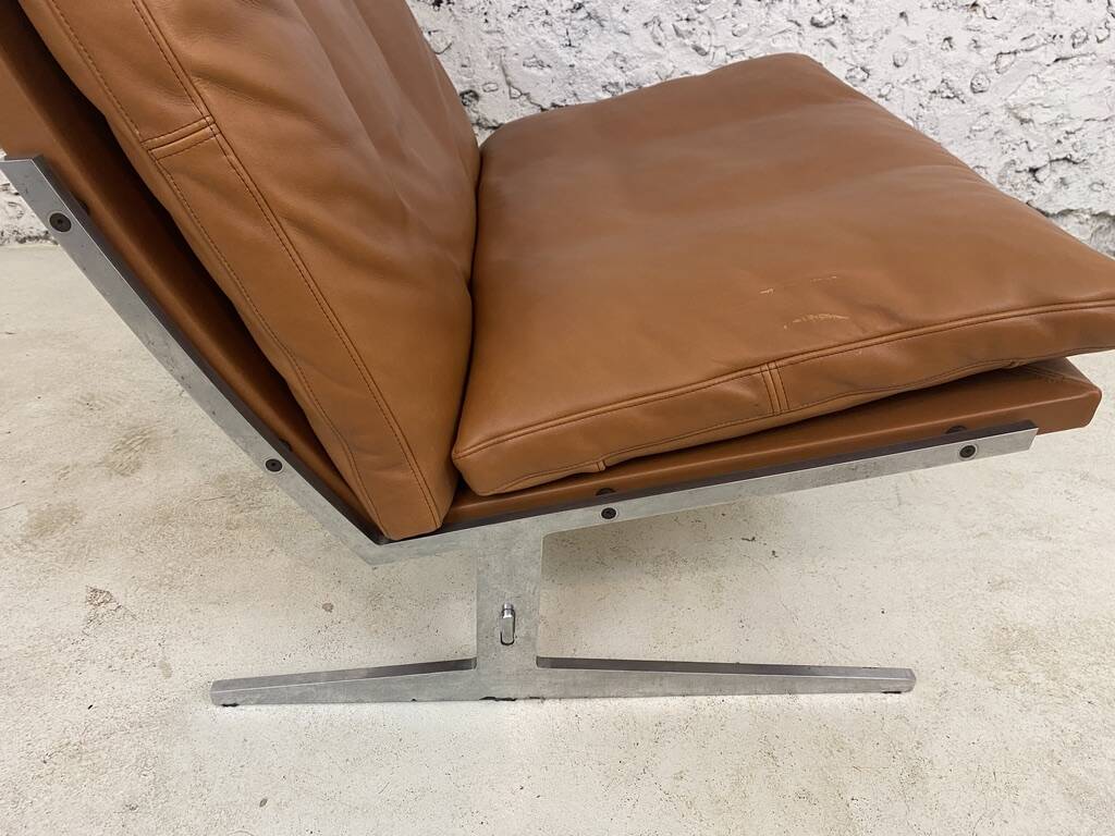 Scandinavian gold leather fireside chair, BO-561 by Preben Fabricius & Jørgen Kastholm
