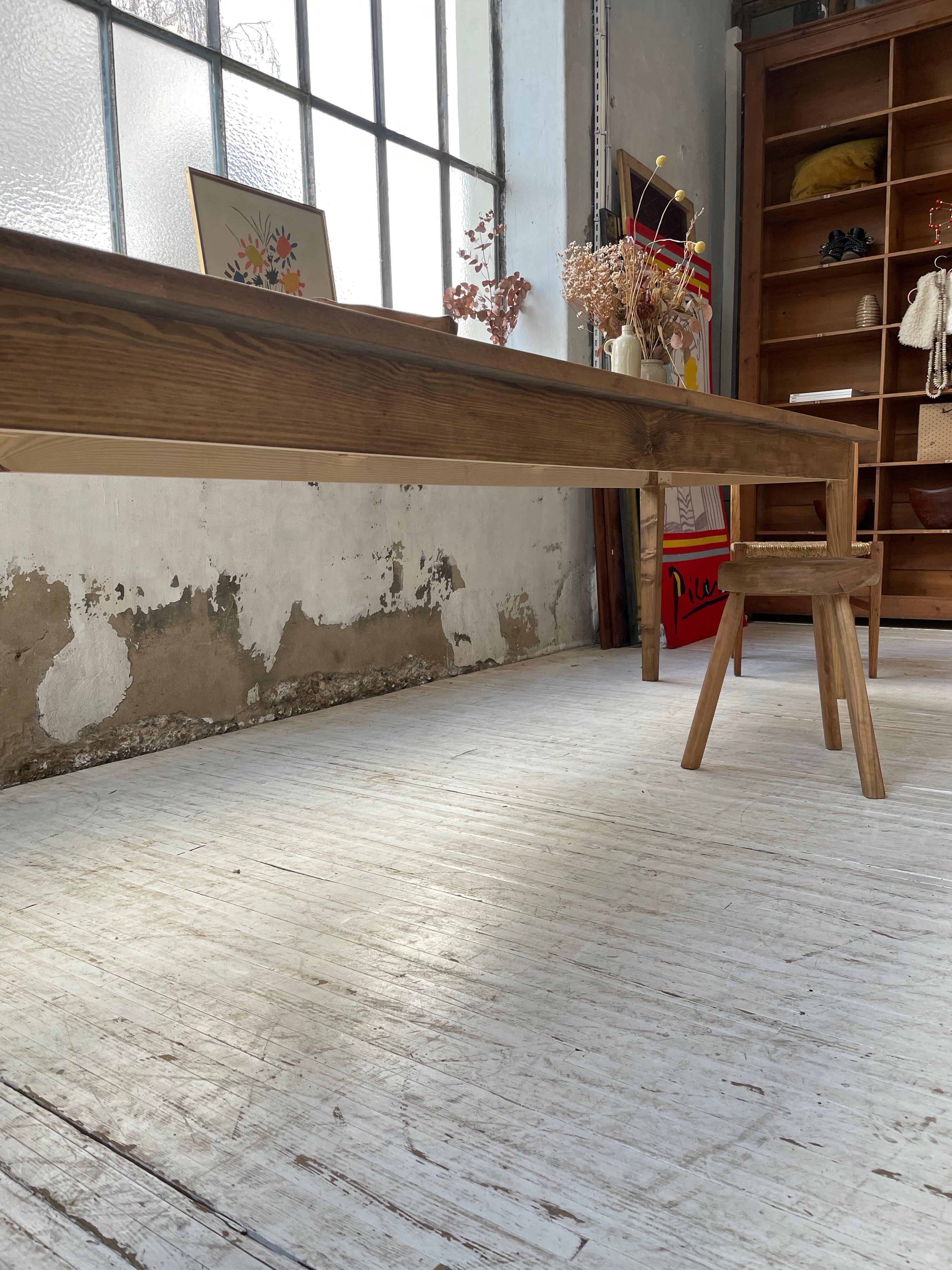 XL farmhouse table in beech and pine 3m