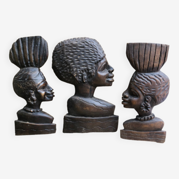 Creole wooden portraits (x3)