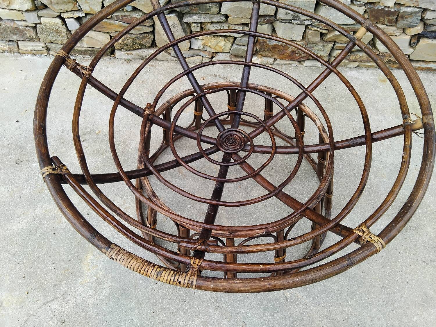 Set of 3 Vintage Rattan Half-Spherical Armchairs