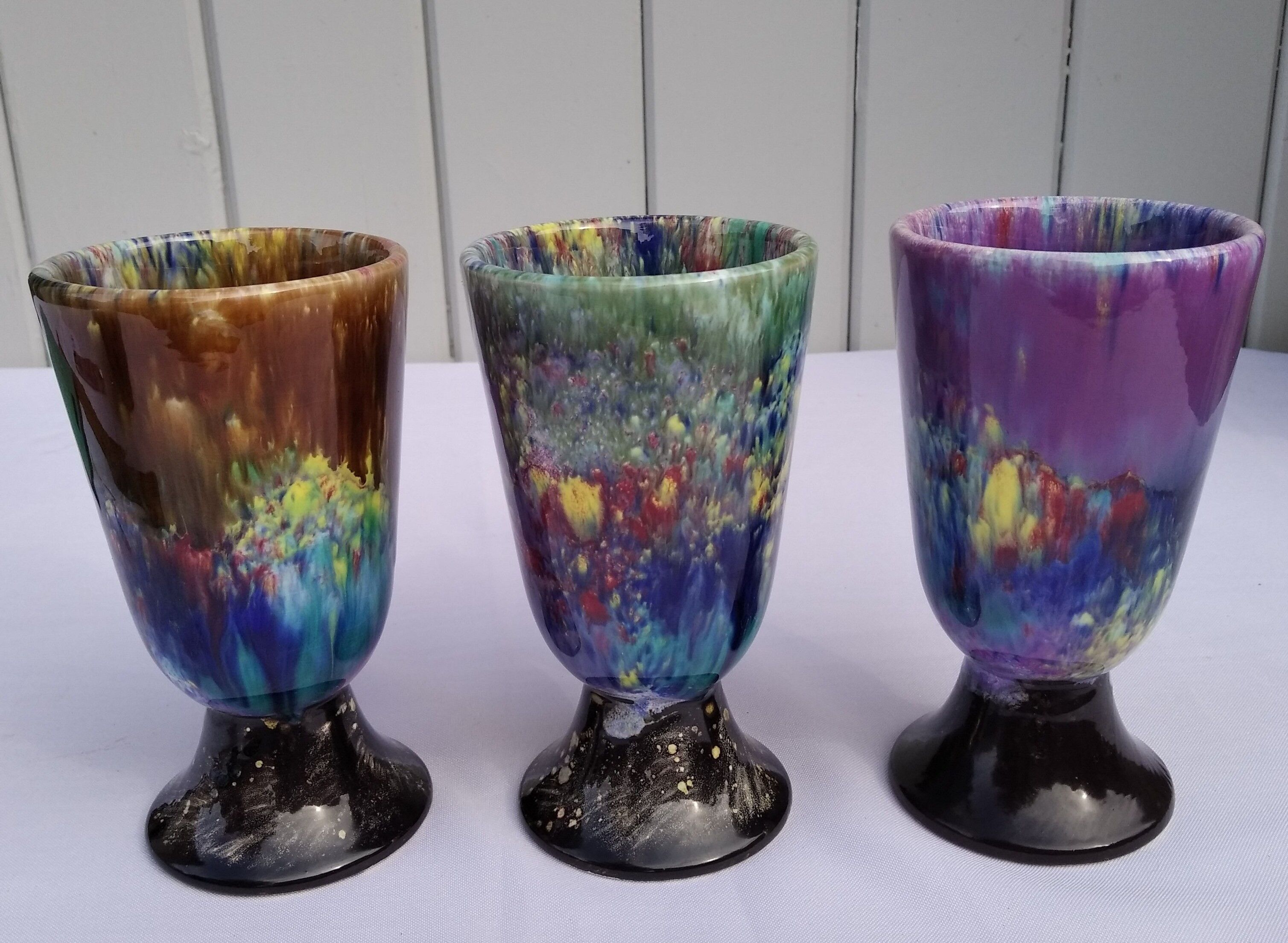 Set of three Morvan ceramic mazagrans