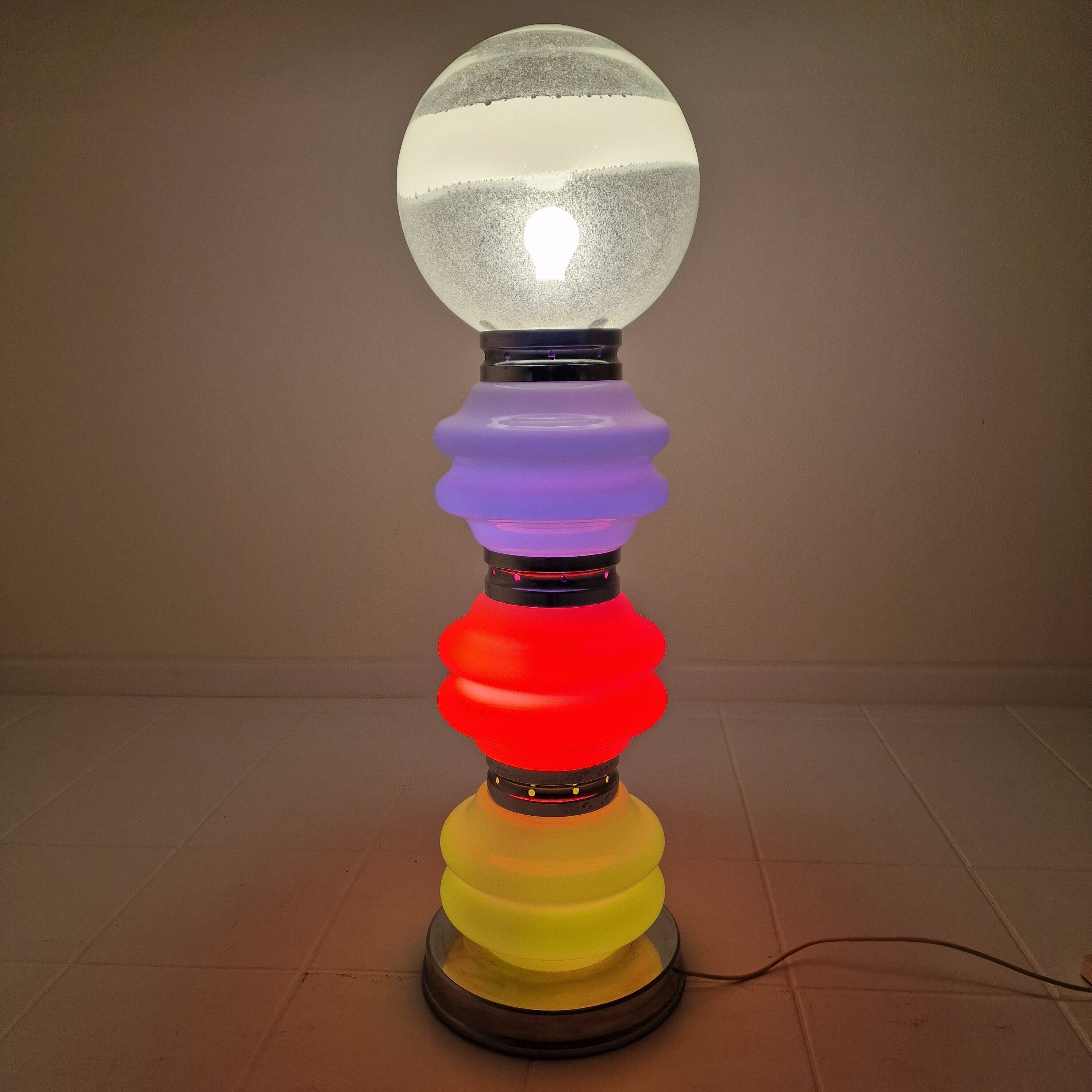 Italian Murano Floor Lamp  in 3 Colors Light, 1970s