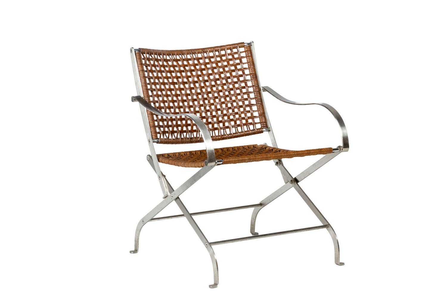 Pair of metal and leather armchairs, 1980s