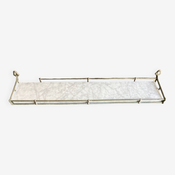 1930 bathroom shelf in patinated brass and white marble