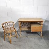 Rattan desk and chair