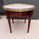 Louis XVI style bouillotte table in mahogany and white marble - Ø 60 cm