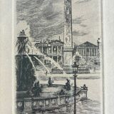 2 engravings of Parisian monuments signed Leopold Robin
