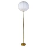 Modern mid-century brass floor lamp ASEA with round cotton shade, Sweden, 1960s