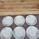 Set of 6 Bavarian porcelain flat plates Germany Winterling forget-me-not decor.