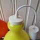 Set of 2 Yellow and Orange Opaline Chandeliers