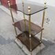 Shelf vintage brass 3 trays smoked glass
