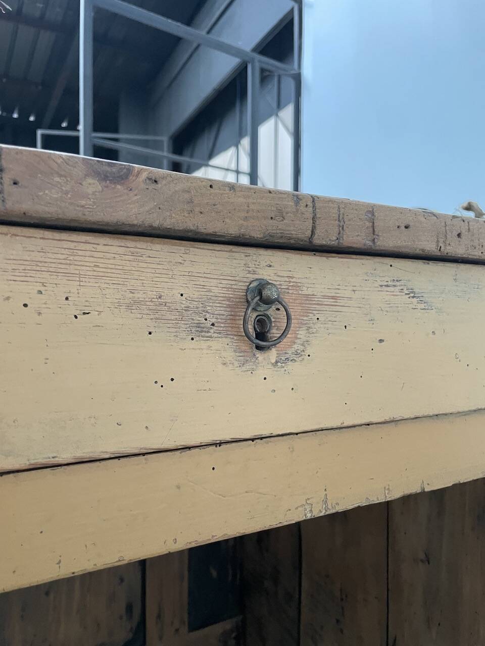 Yellow patina commercial counter from the 50s