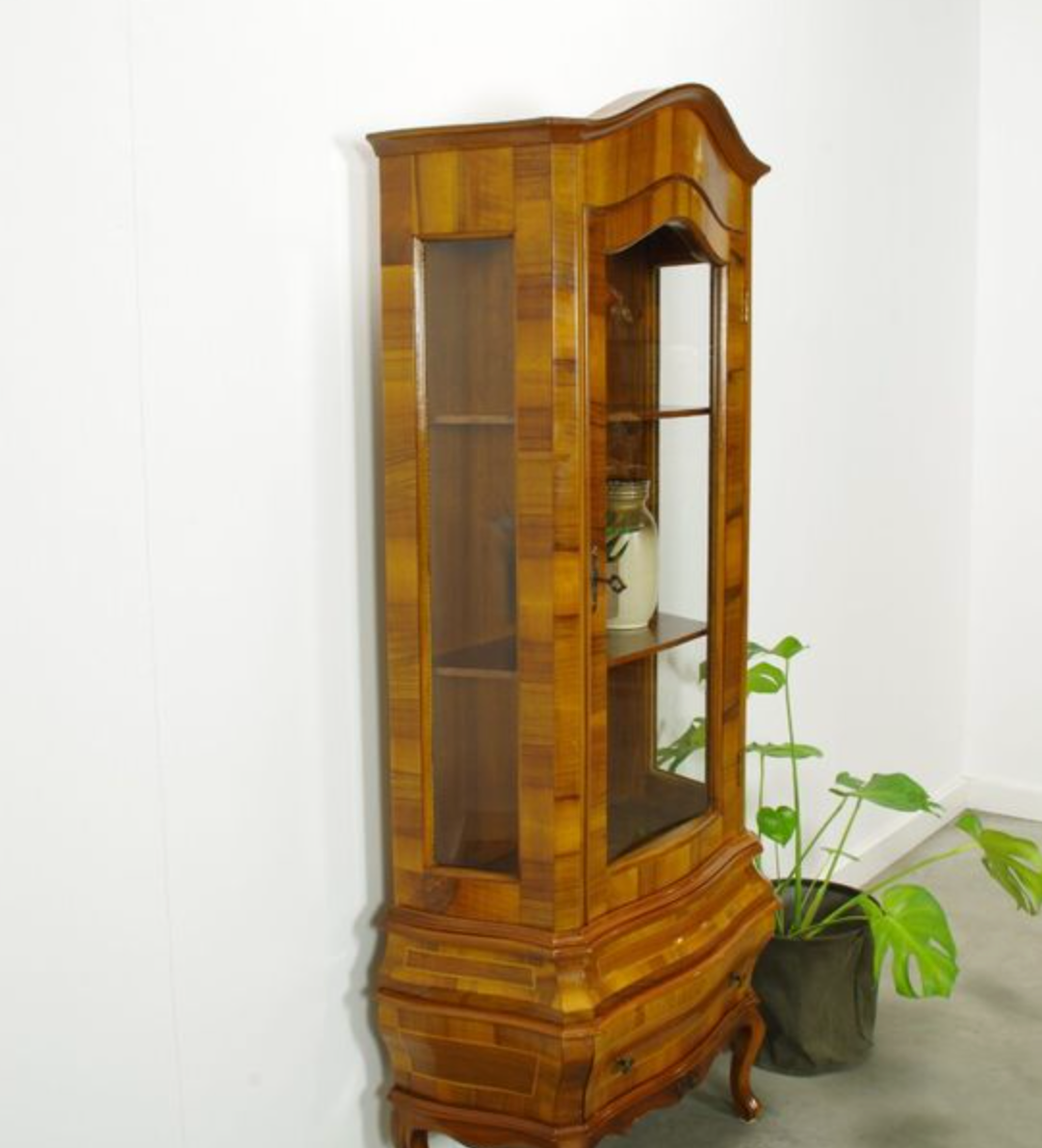 Vintage walnut wood showcase